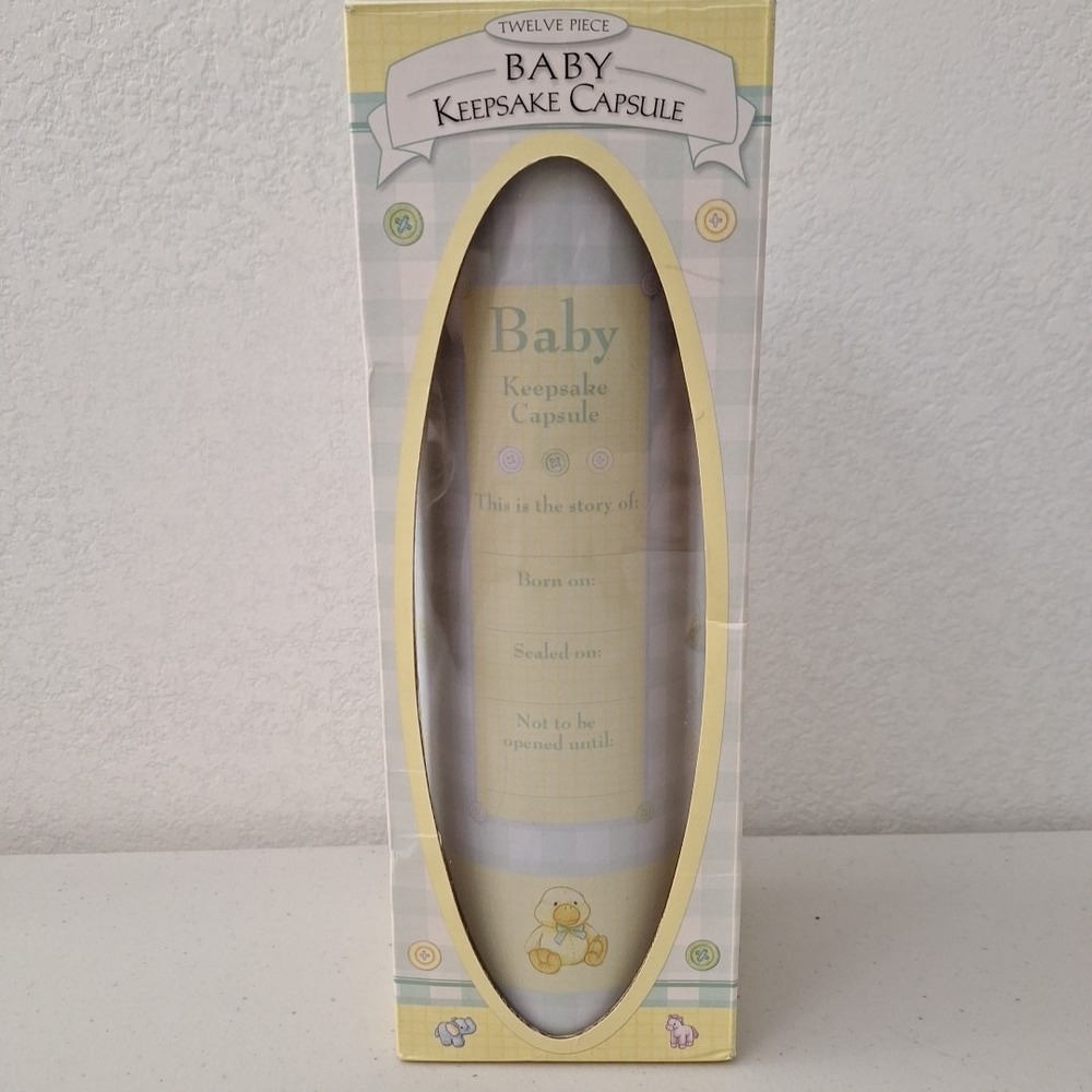 Vtg Baby Keepsake Capsule Memory Book, Photo Album, Hand Foot Print Newborn Gift
